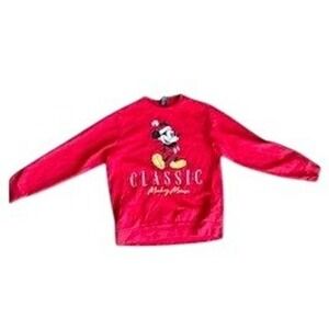 Disney Mickey Mouse Christmas Sweatshirt Red Holiday Graphic Fleece Large